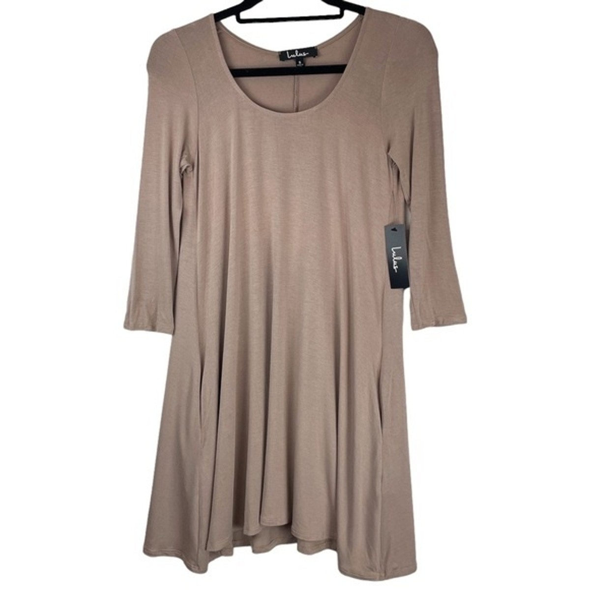 NWT Lulu's Neutral Tan Jersey Flowy Mini Dress Sz Small 3/4 Sleeves | eBay NWT Lulu's Neutral Tan Jersey Flowy Mini Dress Sz Small 3/4 Sleeves | eBay