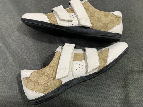 Mujer Gucci Beige Lona Cuero Blanco Monograma Zapatillas Deportivas Talla 38.5 - Imagen 4 de 13