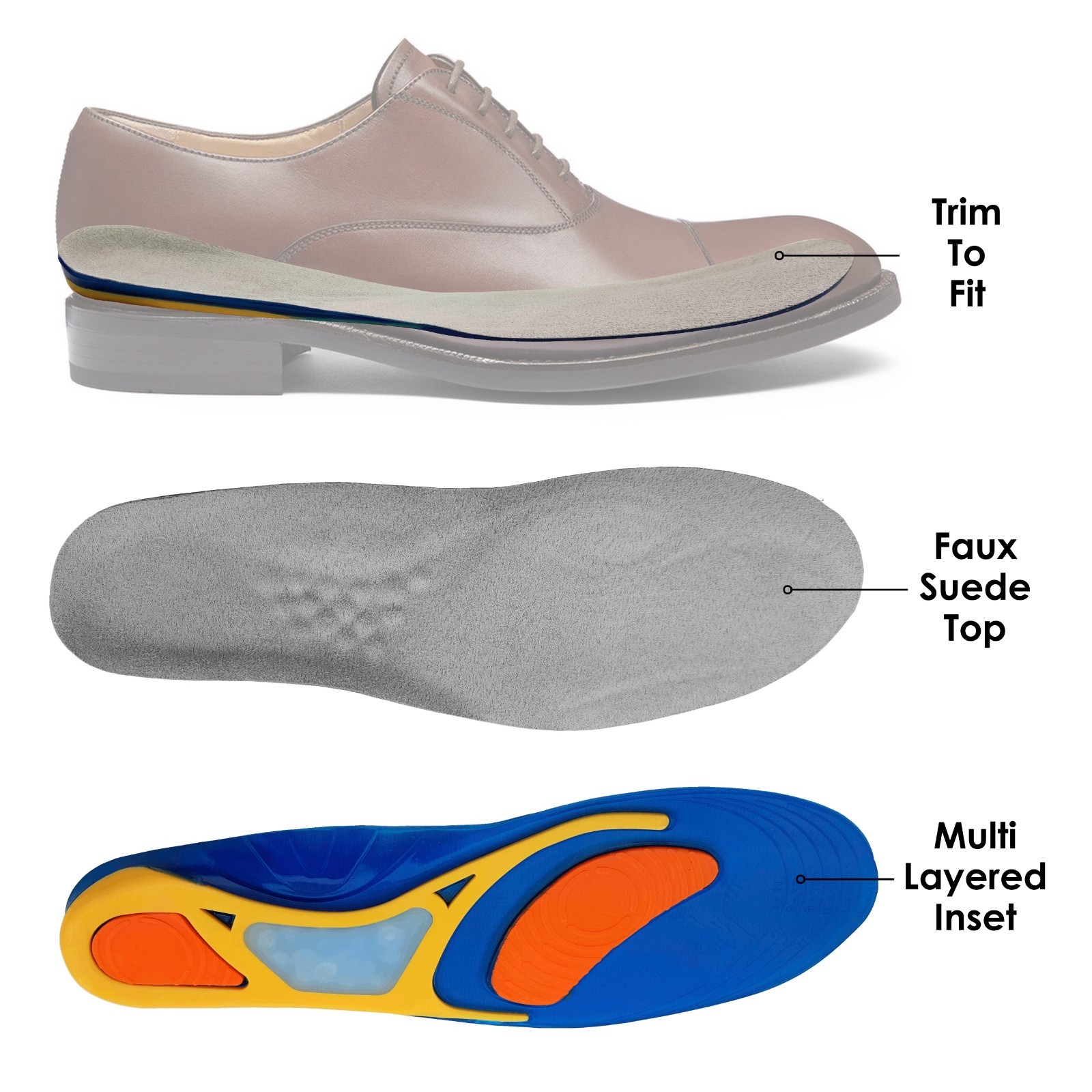 Gel Insoles For Shoes 2 Pairs Foot Orthotic Support Insert Heel Feet Arch Pad UK eBay