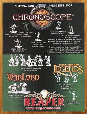 2008 Chronoscope Warlord Dark Heaven Miniatures Print Ad/Poster Reaper Game Art