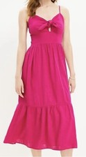 Women s Dress LOFT Tie Front Strappy Midi Size 12 Color Fuchsia/Pink