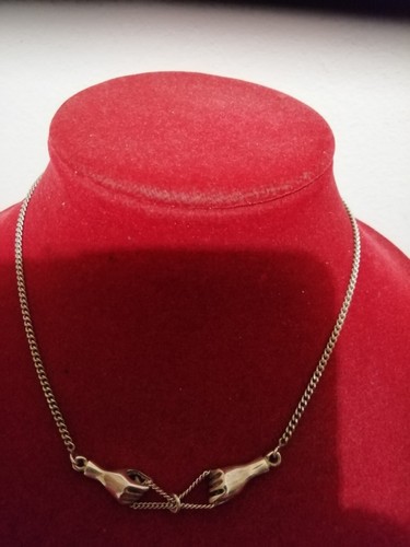 Deliziosa Collana Girocollo con mani anni '70 In argento 925 Arezzo Italia - Foto 9 di 20