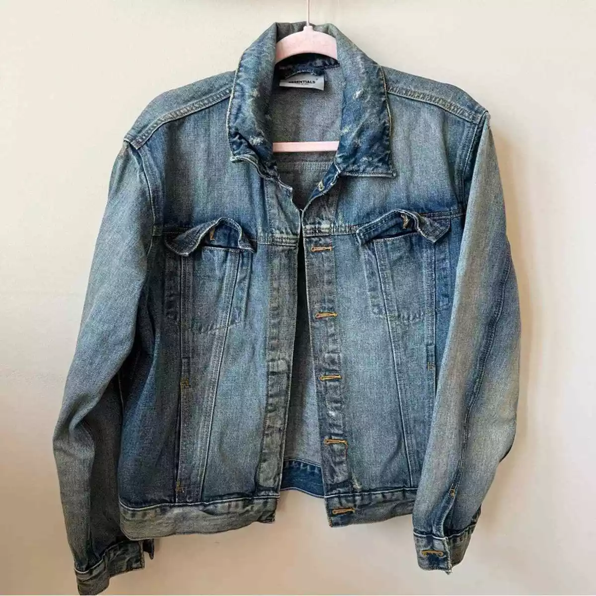 FOG Fear Of God Essentials Denim Jean Trucker Jacket Blue Size S 13102