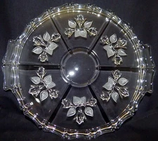 CRYSTAL DOUBLE HANDLED CAKE SERVER 13" SCALLOPED EDGE