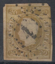 PORTUGAL 1866 20r BISTRE KING LUIS GU (ID: 489/D2769)