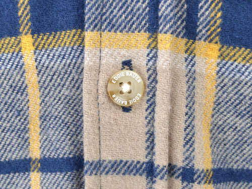 Eddie Bauer Shirt Men Small Blue Brown Plaid Brushed Flannel Button Down Outdoor - Picture 7 of 16