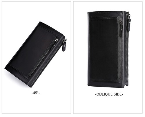 New Cowhide Leather Men Long Wallet Business Handheld Bag Money Clip Card Holder - Picture 17 of 25