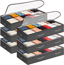 6 Pack 90L under Bed Storage Containers, Closet Organizers and Storage Bins, Fol