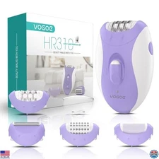 Cordless 4-in-1 Epilator for Women, Hair Removal, 2 Speeds, 21 Tweezers, Purple