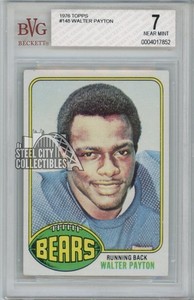 Walter Payton 1976 Topps Rookie Card #148 BVG 7 Near Mint