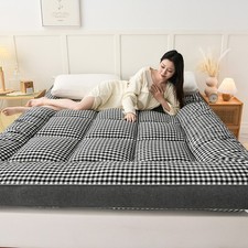 Tartan Mattress Topper Camping Pad 4inch/10cm Single Double King Size Bed Mat UK