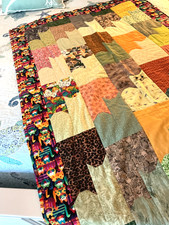 Multi Design Hand Made Patch Work Cat Feline Colorful Quilt Throw