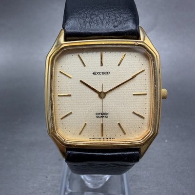 Citizen Exceed Watch Men 31mm Cream Dial Gold Tone Octagon New Battery VTG