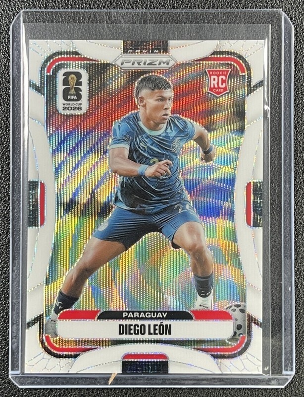 DIEGO LEON 2026 PANINI PRIZM WORLD CUP #351 ROOKIE WHITE WAVE 6/20 PARAGUAY NT