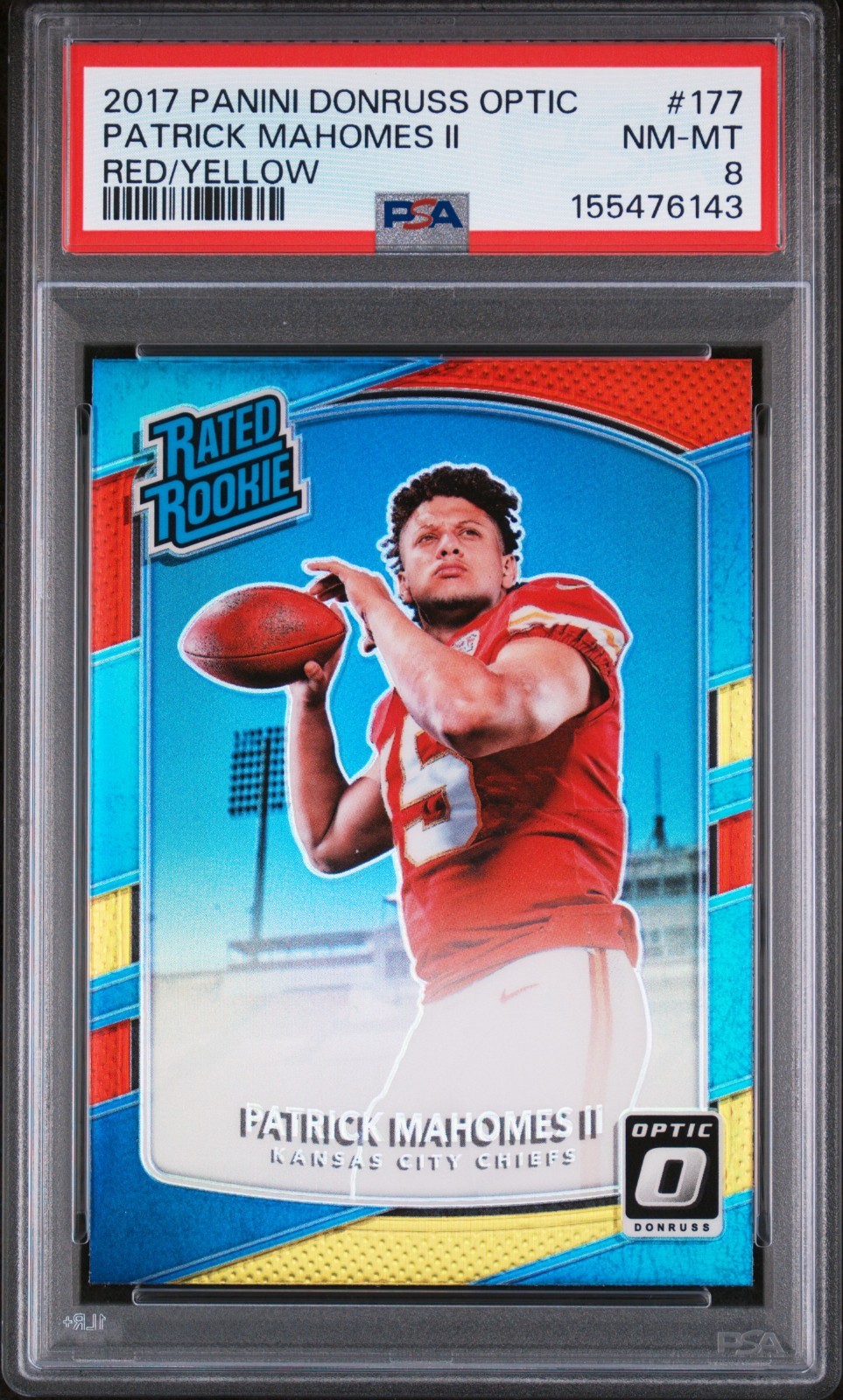 2017 Donruss Optic Patrick Mahomes Red/Yellow PSA 8 #177 Rookie