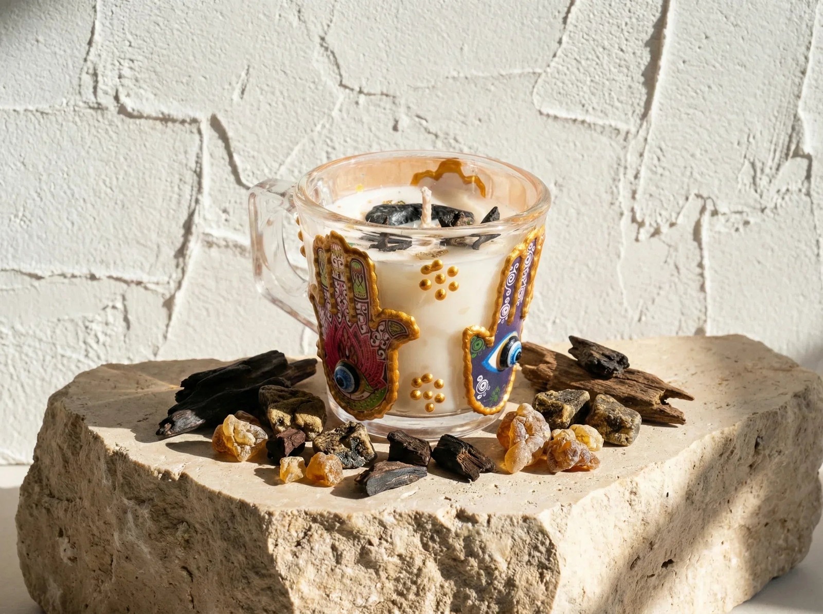 Bougie parfumée Oud Louban naturelle Main de Fatima bien-être