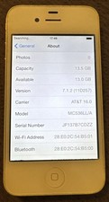 Apple iPhone 4 White ATT A1332 16GB GSM/CDMA Very Good Used IOS 7.1.2