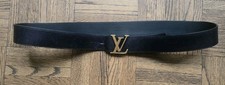 Louis Vuitton Belt Black Leather M9-413 Damier LV 100/ 40mm Belt