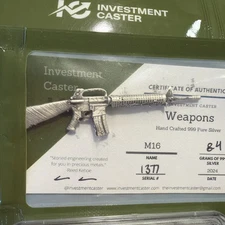 2025 Investment Caster M-16 machine Gun 8.4 Grams .999 Fine Silver w/COA  PR26