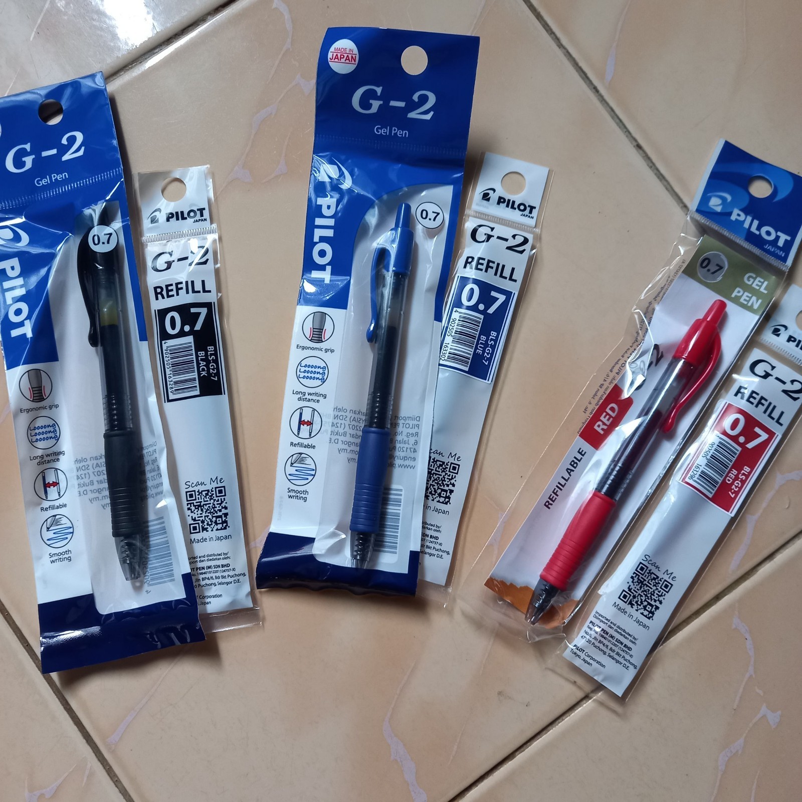 3ct Pilot G2 07 Retractable Gel Pens 0.7mm Tip Writing Instr