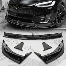 For 2016-2021 Tesla Model X Painted Black Front Bumper Lip Splitter Spoiler