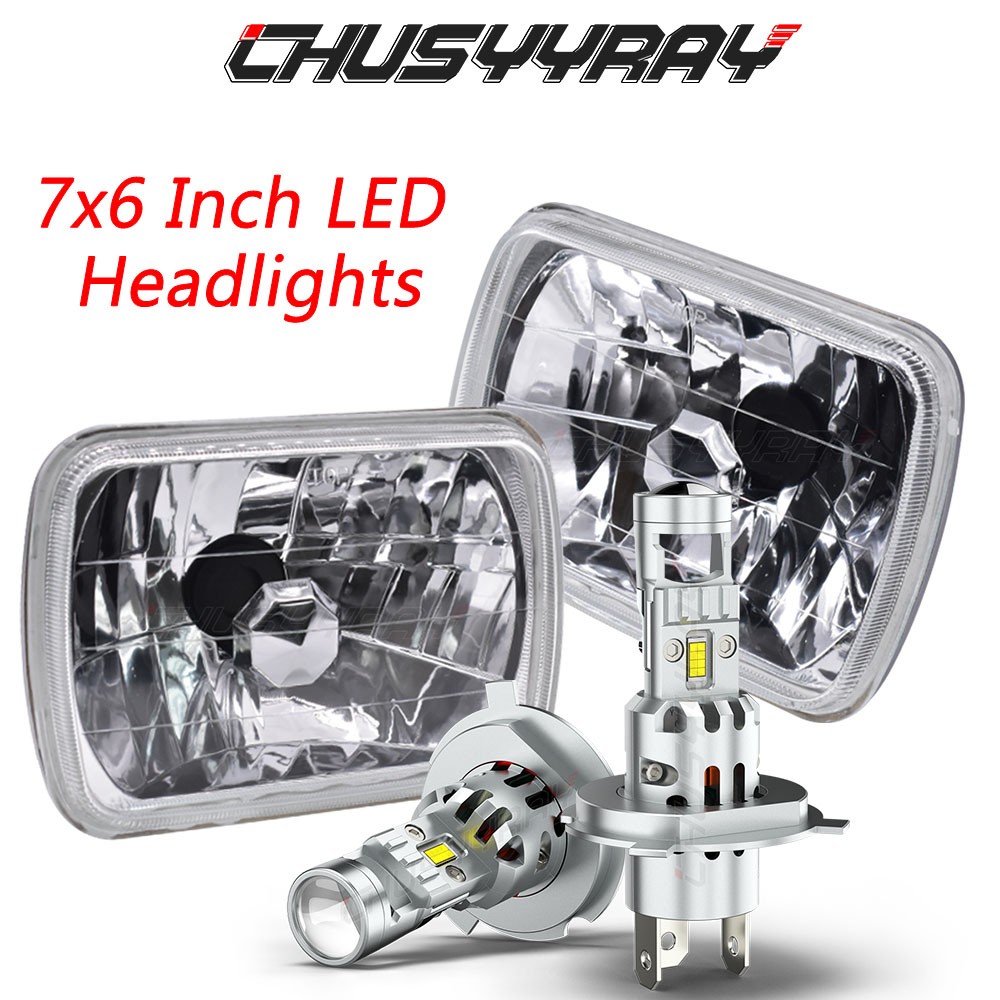 FOR Jeep Cherokee XJ 1984-2001 Pair 5x7 7x6 Square LED Headlights High/Low Beam