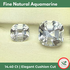 14.40 Ct Natural White Aquamarine | Cushion Cut Loose Gemstone | Pakistan