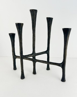 Brutalist 5 Arm Candelabra Danish MCM Crate Barrel Style 13''