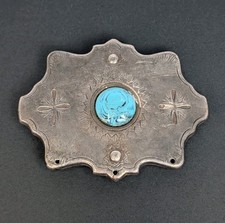 Vintage Sterling Silver 925 Etched Design Southwest Made In Spain Belt Buckle 