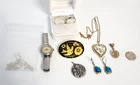 Vtg Estate Jewelry Lot Sterling Silver Gold-Fill Watch Damascene Cloisonne Rings