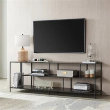 Henn&Hart 70" Metal TV Stand For TVs Upto 75" in Blackened Bronze
