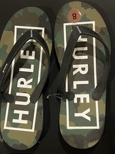 MEN'S HURLEY BLACK M81 Woodland CAMO FLIP FLOPS SANDALS SIZE 8