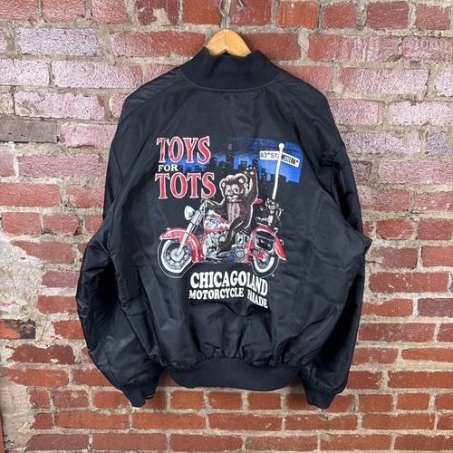 Vintage Birdie Bomber Jacket Mens Large Toys For Tots Chicago Motorcycle Parade - product listing photo