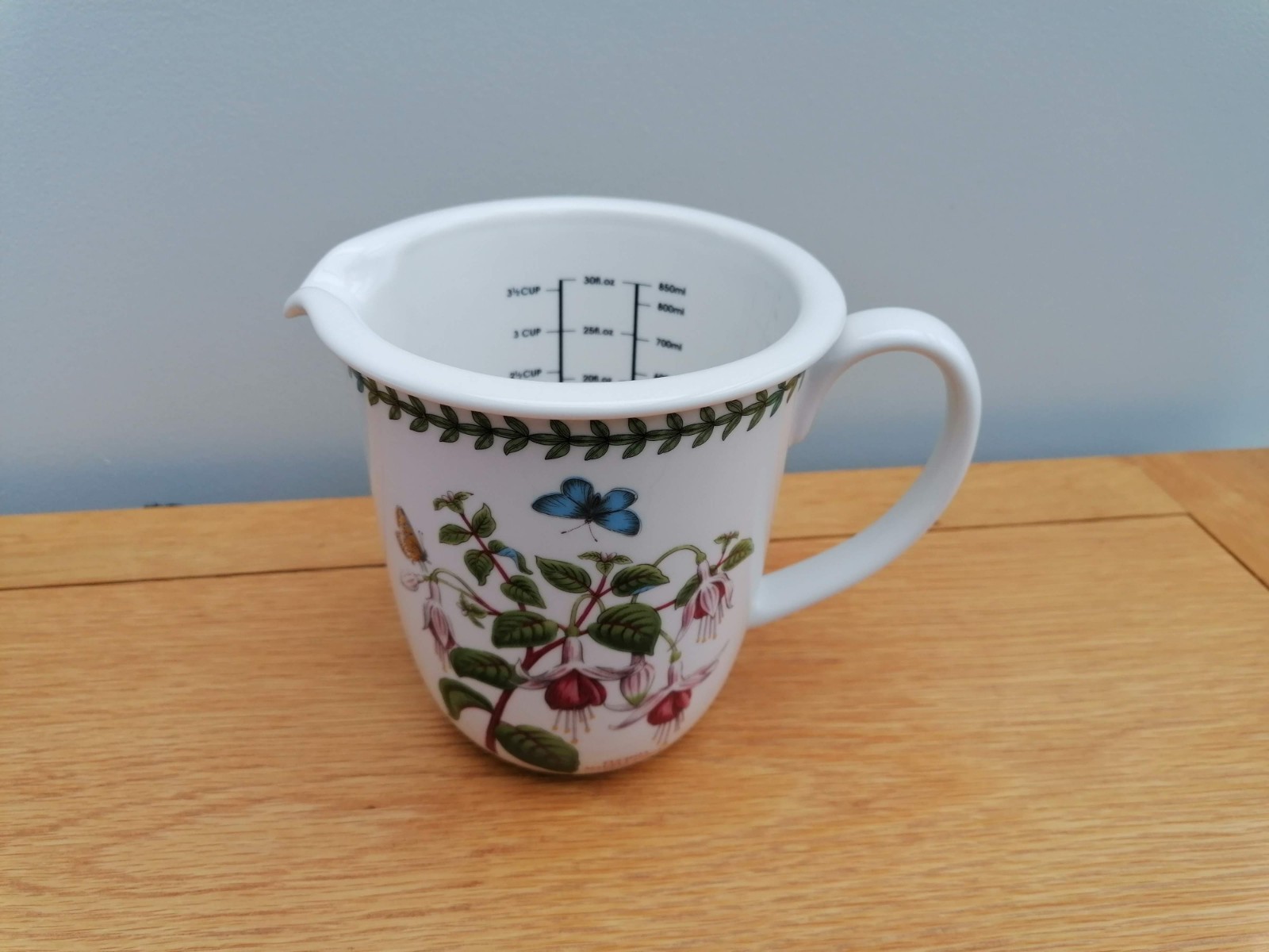 Portmeirion Botanic Garden Measuring Jug 5.5"" Tall Floral Fuchsia Pitcher Mint