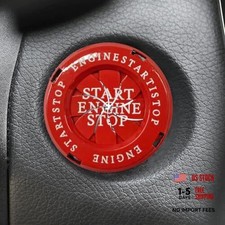 Rotary Push Start Button Cover, Stylish Metal Car Engine Start Stop Button Red