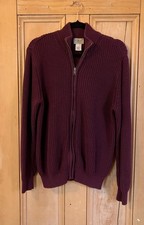 L.L.Bean Mens Vintage Y2K Full Zip Cardigan Sweater Medium Reg. Burgundy FA EXC