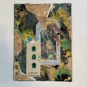 8x10 original art For Sale By Artist mixed media acrylic pour fluid Egyptian 