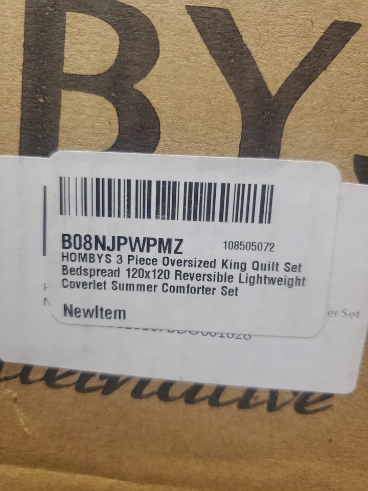 Juego de edredón king de 3 piezas de gran tamaño HOMBYS (120x120), blanco Foto 3 de 3