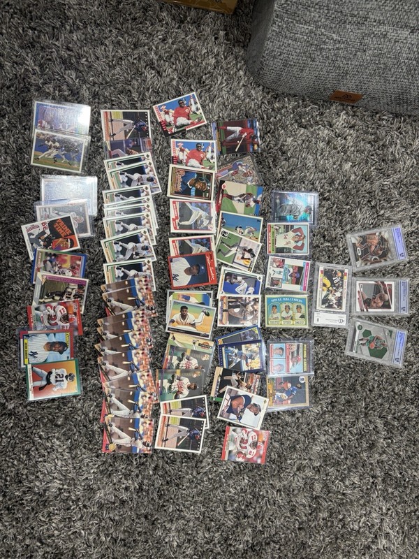 63 Sports Cards Lot Baseball Football 3 Slabs plus 40 card Rookie Stars pack