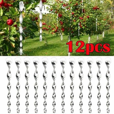 12PCS Bird Scare Rods Hanging Reflective Pest Repellent Deterrent Garden Device