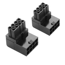 2 PCS ATX 8 Pin Female To 8 Pin Male 90 Degree Angle GPU Power Adapter