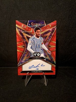 Carlos Vela Autograph Red SP Pulsar Prizm Panini Select La Liga Real Sociedad
