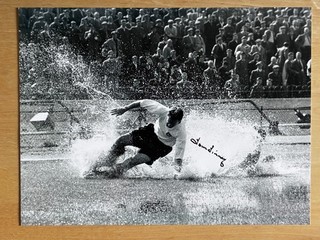 Tom Finney Signed Splash Photo 16x12" Poster Preston North End England Autograph