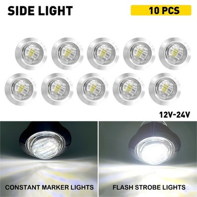 10x 3/4'' Strobe Steady White LED Marker Lights Dual Modes Warning Flash Lamps EE
