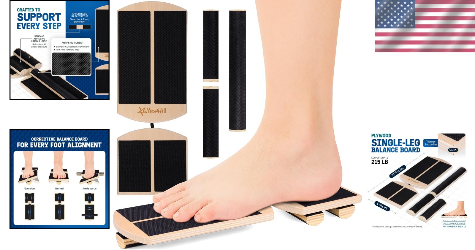 Professional Wooden Balance Board for Leg Workout thumbnail 2