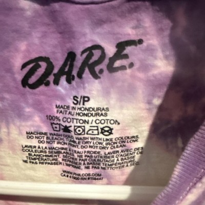 D.A.R.E. Purple Tie-Dye Graphic T-Shirt 100% Cotton Short Sleeve Size S