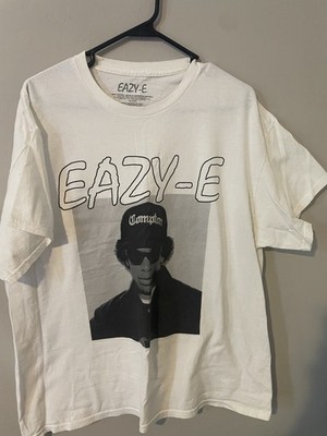EAZY-E Graphic Print White/Black Tee Men's L Regular Crew Neck Short Sleeve
