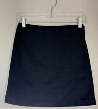 Lands End School Uniform Chino Skirt Skort 12 Slim Navy Blue A-Line Side Zip