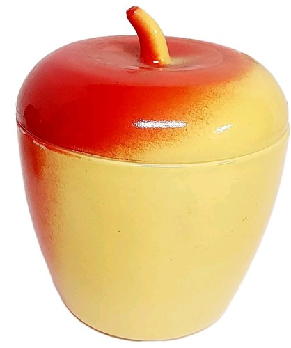 Vintage Hazel Atlas Milk Glass Apple Jam Jelly Stash Jar Red Yellow Ombré - Bild 3 von 3