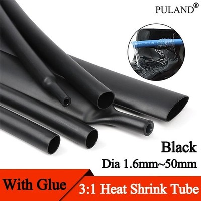 1-10M 3:1 Dual Wall Heat Shrink Tube Adhesive Glue Wire Cable Sleeve Black